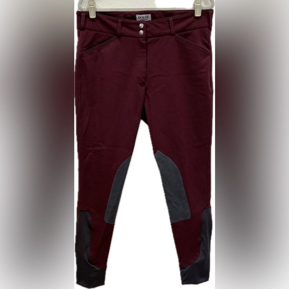DOVER SADDLERY RED GREY HORSE EQUESTRIAN RIDING PANTS